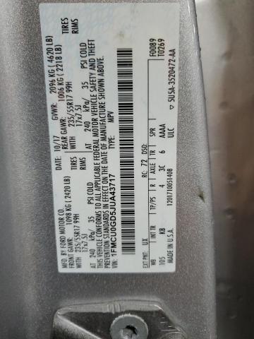 1FMCU0GD5JUA43717 - 2018 FORD ESCAPE SE 银色 照片 13