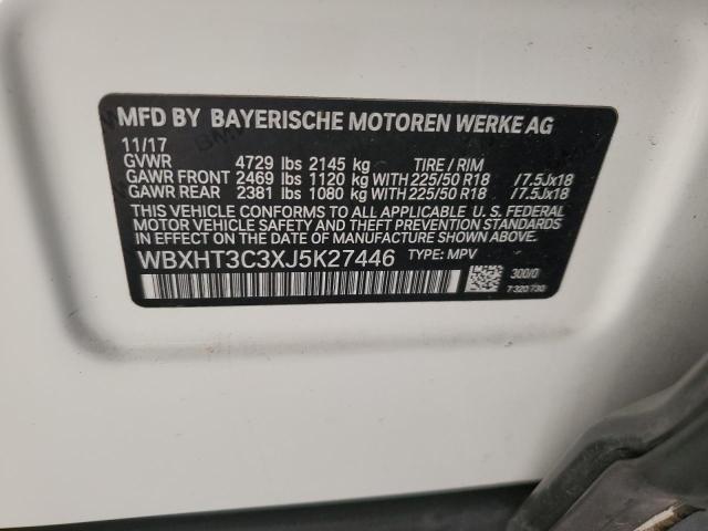 WBXHT3C3XJ5K27446 - 2018 BMW X1 XDRIVE28I WHITE photo 14