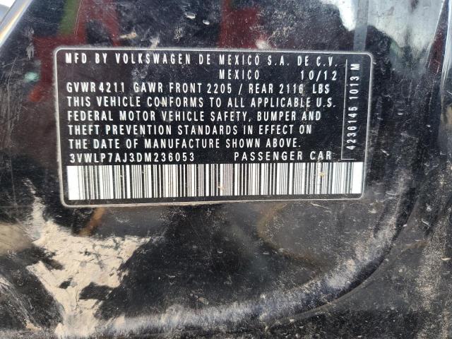 3VWLP7AJ3DM236053 - 2013 VOLKSWAGEN JETTA SEL Սև լուսանկար 12