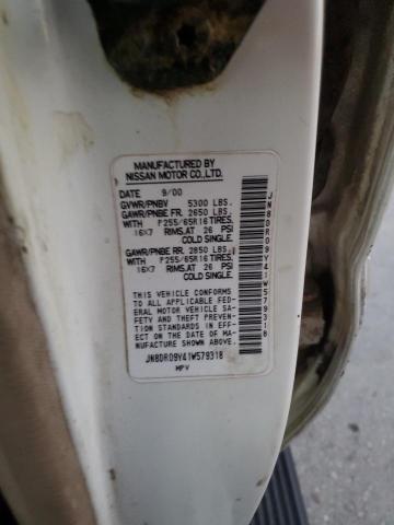 JN8DR09Y41W579318 - 2001 NISSAN PATHFINDER LE 白色 照片 13