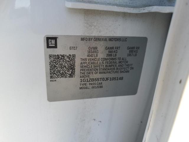 1G1ZB5ST0JF105148 - 2018 CHEVROLET MALIBU LS თეთრი ფოტო 12