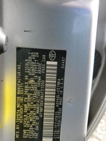 4T1BF3EK3BU721200 - 2011 TOYOTA CAMRY BASE SILVER photo 12