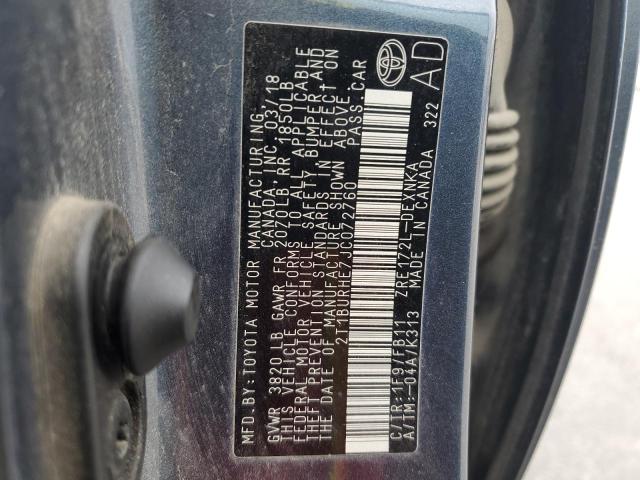 2T1BURHE7JC072760 - 2018 TOYOTA COROLLA L Turquoise photo 12