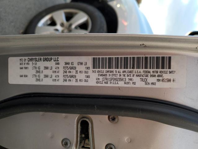 1D7RV1GP2AS235013 - 2010 DODGE RAM 1500 SILVER photo 12