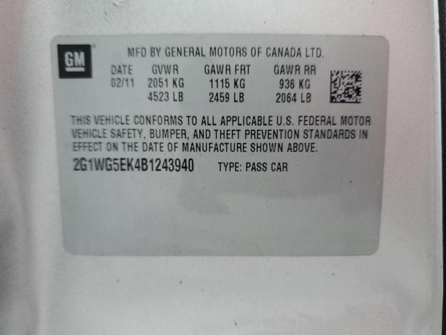 2G1WG5EK4B1243940 - 2011 CHEVROLET IMPALA LT 银色 照片 13