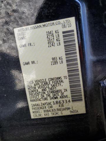 1N4AL2AP1AC186334 - 2010 NISSAN ALTIMA BASE BLACK photo 12