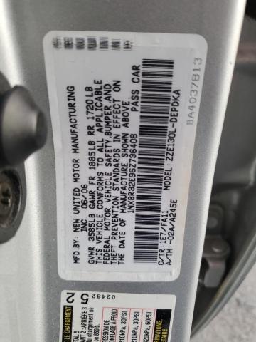 1NXBR32E96Z736408 - 2006 TOYOTA COROLLA CE ვერცხლისფერი ფოტო 12