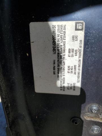 2G1WF55E429134571 - 2002 CHEVROLET IMPALA BLUE photo 12