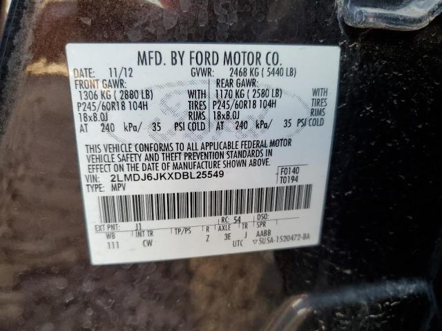 2LMDJ6JKXDBL25549 - 2013 LINCOLN MKX BLACK photo 13