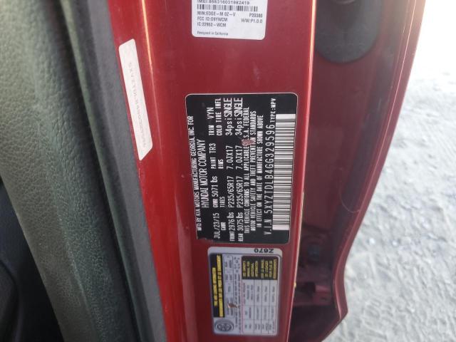 5XYZTDLB4GG329596 - 2016 HYUNDAI SANTA FE S RED photo 13