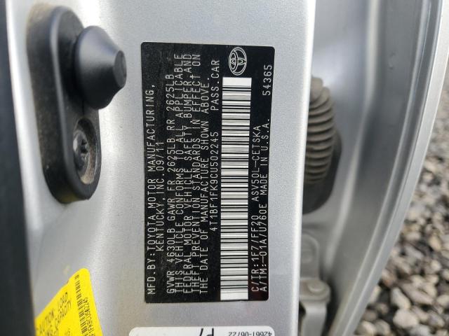 4T1BF1FK9CU502245 - 2012 TOYOTA CAMRY BASE SILVER photo 12