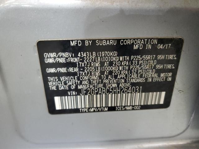 JF2GPABC5HH264031 - 2017 SUBARU CROSSTREK PREMIUM 银色 照片 13