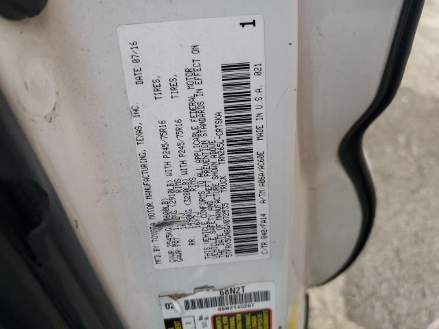 5TFRX5GN8GX072535 - 2016 TOYOTA TACOMA ACCESS CAB WHITE photo 12