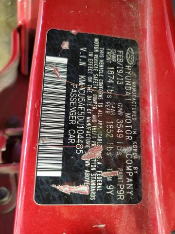 KMHCU5AE5DU104485 - 2013 HYUNDAI ACCENT GLS Қызыл фото 13