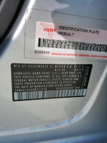 3VW5S7AJ6EM311918 - 2014 VOLKSWAGEN JETTA GLI ვერცხლისფერი ფოტო 13