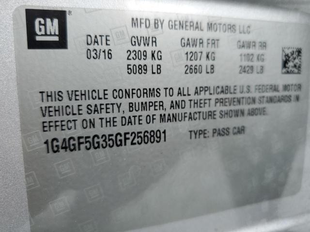 1G4GF5G35GF256891 - 2016 BUICK LACROSSE PREMIUM Srebrny zdjęcie 13
