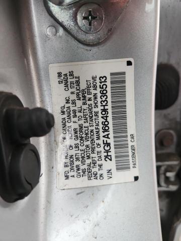 2HGFA16649H336513 - 2009 HONDA CIVIC LX-S SILVER photo 12