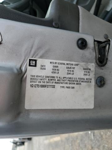 1G1ZT51886F277722 - 2006 CHEVROLET MALIBU LT SILVER photo 12