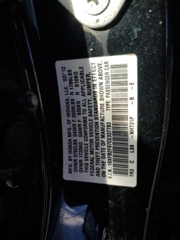 19XFB2F97CE337783 - 2012 HONDA CIVIC EXL Czarny zdjęcie 13