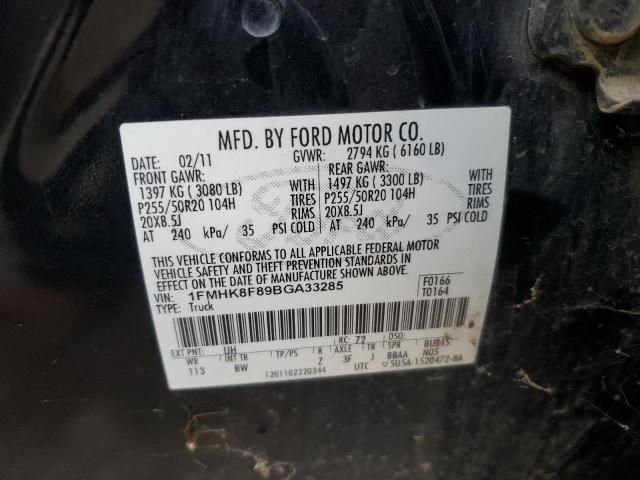 1FMHK8F89BGA33285 - 2011 FORD EXPLORER LIMITED BLACK photo 13