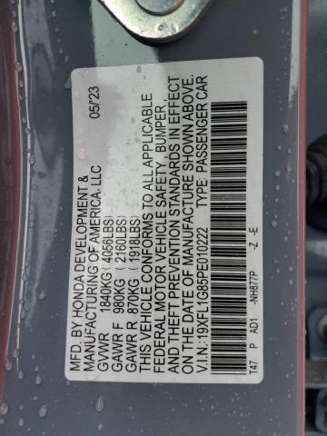 19XFL1G85PE010222 - 2023 HONDA CIVIC SPORT TOURING GRAY photo 12