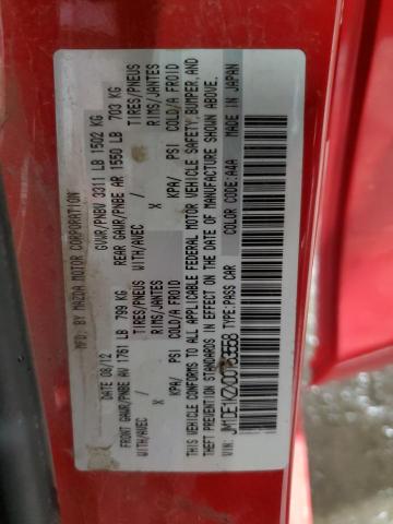JM1DE1KZXD0153558 - 2013 MAZDA MAZDA2 红色 照片 12