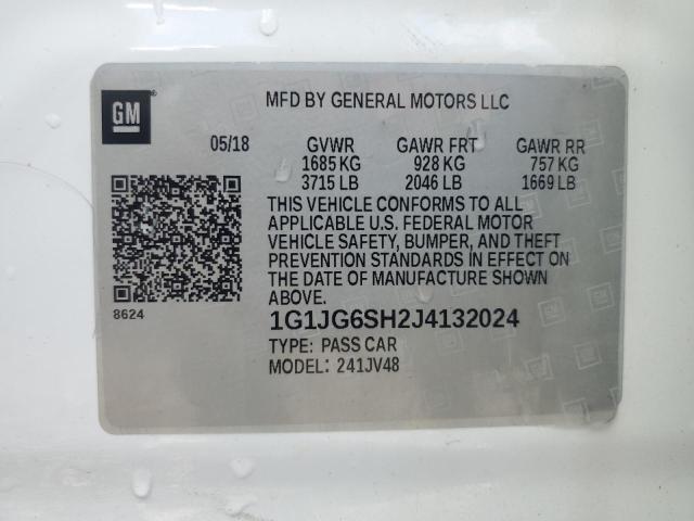 1G1JG6SH2J4132024 - 2018 CHEVROLET SONIC 白色 照片 12