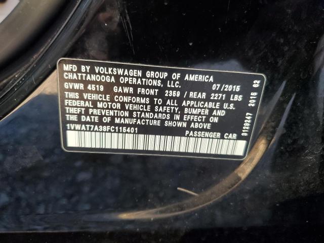 1VWAT7A38FC115401 - 2015 VOLKSWAGEN PASSAT S BLACK photo 13