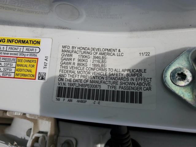 19XFL2H85PE000875 - 2023 HONDA CIVIC SPORT WHITE photo 12