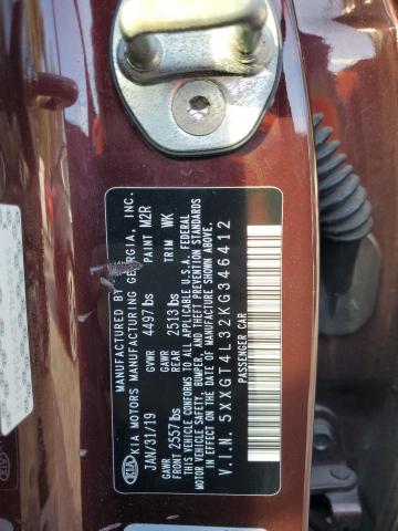 5XXGT4L32KG346412 - 2019 KIA OPTIMA LX Бордовий фото 13