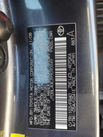 JTDBL40E399090949 - 2009 TOYOTA COROLLA BASE CHARCOAL photo 12