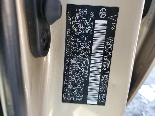 JTDBU4EE6B9155546 - 2011 TOYOTA COROLLA BASE ذهبي صورة 12