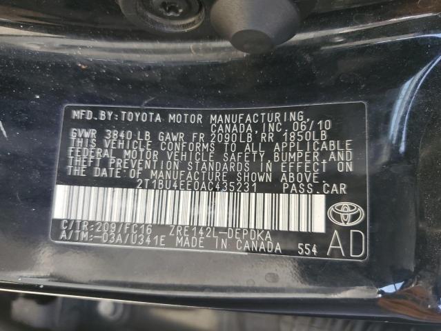 2T1BU4EE0AC435231 - 2010 TOYOTA COROLLA BASE 黑色 照片 13