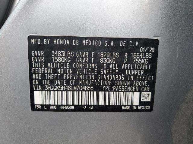 3HGGK5H46LM704655 - 2020 HONDA FIT LX SILVER photo 12