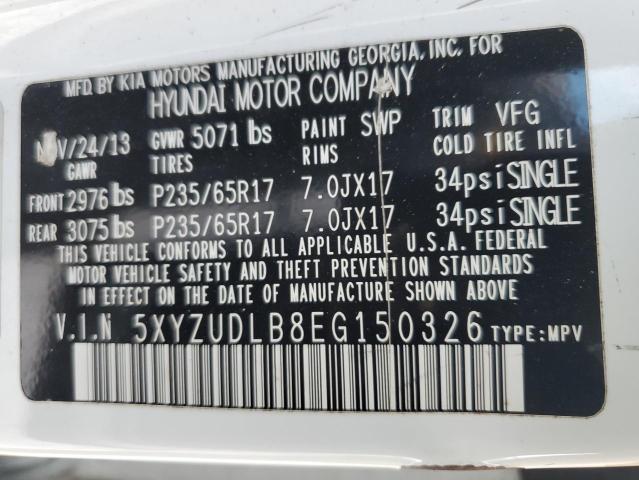 5XYZUDLB8EG150326 - 2014 HYUNDAI SANTA FE S 白色 照片 14