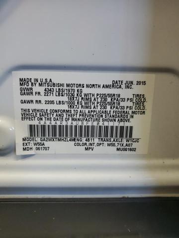 4A4AR3AU8FE041171 - 2015 MITSUBISHI OUTLANDER ES 白色 照片 13