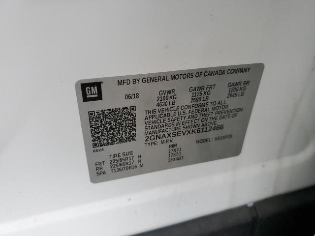 2GNAXSEVXK6112466 - 2019 CHEVROLET EQUINOX LS WHITE photo 13