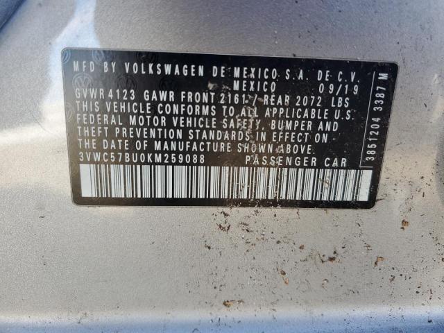 3VWC57BU0KM259088 - 2019 VOLKSWAGEN JETTA S Gümüş foto 12