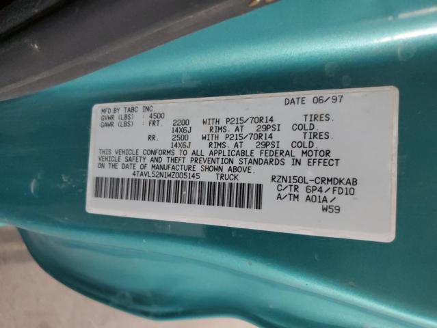 4TAVL52N1WZ005145 - 1998 TOYOTA TACOMA XTRACAB GREEN photo 12