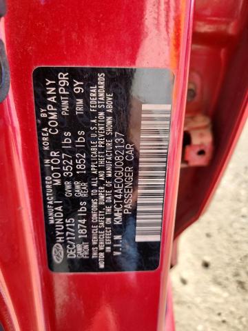 KMHCT4AE0GU082137 - 2016 HYUNDAI ACCENT SE RED photo 13