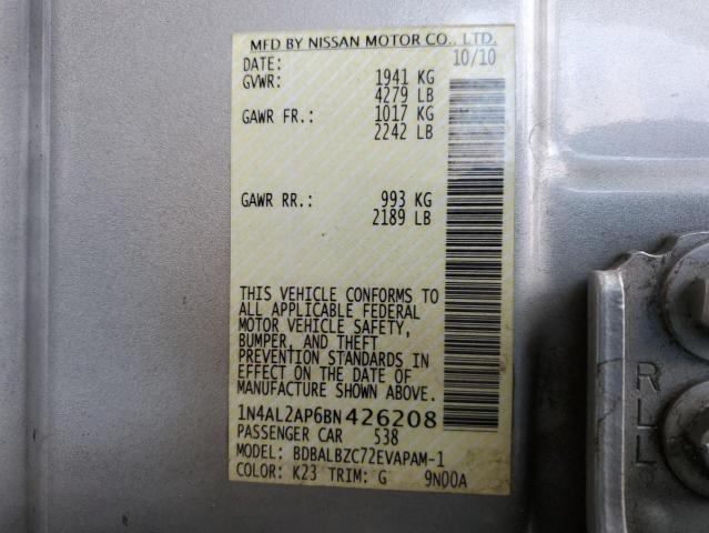 1N4AL2AP6BN426208 - 2011 NISSAN ALTIMA BASE GRAY photo 12