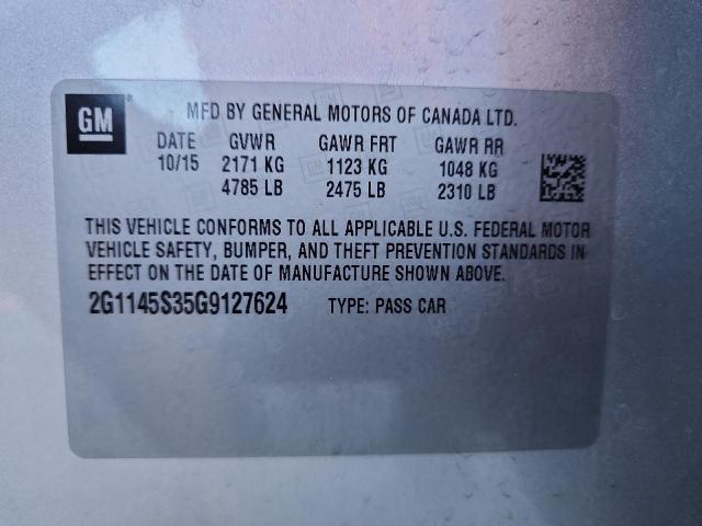 2G1145S35G9127624 - 2016 CHEVROLET IMPALA LTZ SILVER photo 13