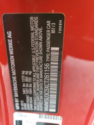 WMWSU3C5XCT261156 - 2012 MINI COOPER RED photo 12