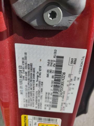 3FA6P0D93KR143256 - 2019 FORD FUSION TITANIUM أحمر صورة 12