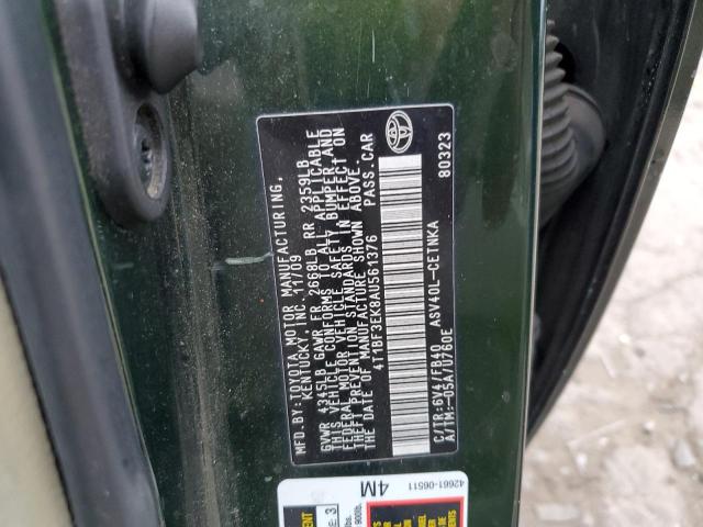 4T1BF3EK8AU561376 - 2010 TOYOTA CAMRY BASE 绿色 照片 12