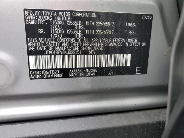 JTMG1RFV8KJ022151 - 2019 TOYOTA RAV4 LE Gümüş foto 12