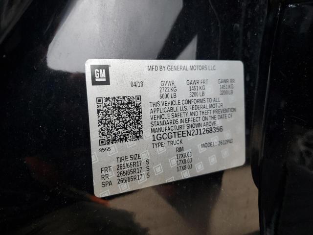 1GCGTEEN2J1268356 - 2018 CHEVROLET COLORADO ZR2 BLACK photo 12