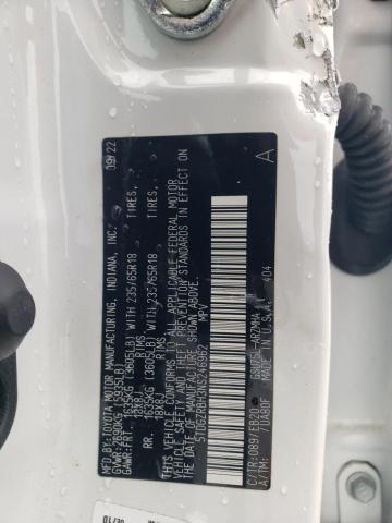 5TDGZRBH3NS246962 - 2022 TOYOTA HIGHLANDER XLE Beyaz fotoğraf 14