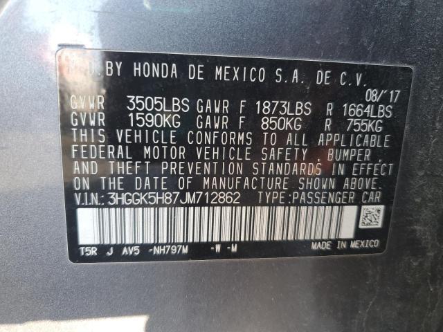 3HGGK5H87JM712862 - 2018 HONDA FIT EX GRAY photo 12