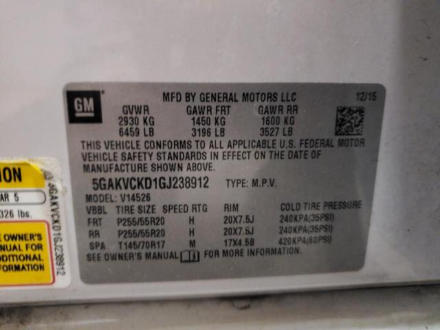 5GAKVCKD1GJ238912 - 2016 BUICK ENCLAVE أبيض صورة 13